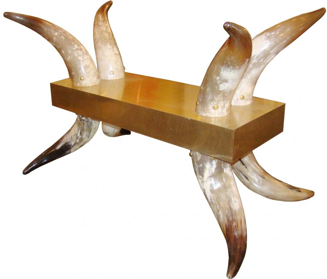 Fabulous Modern Polished Horn Dining Table Console Desk Base Modernism